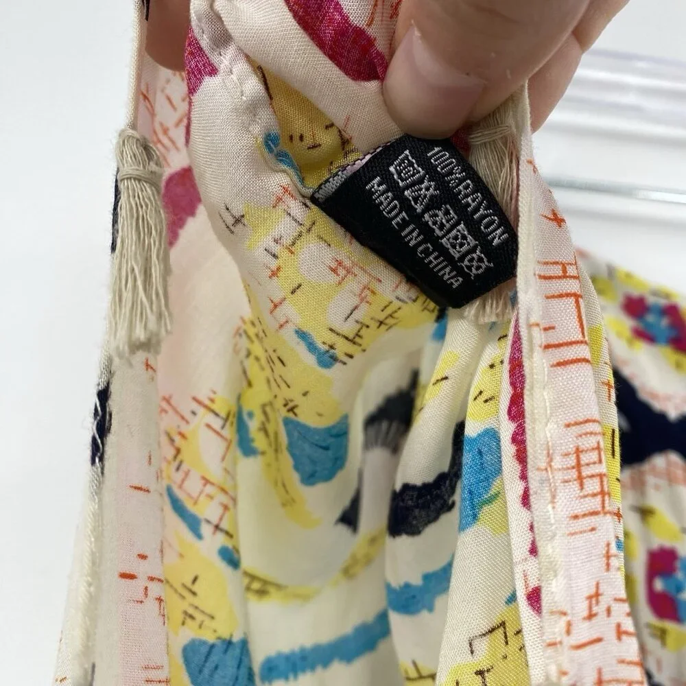Pretty Persuasions Infinity Loop Scarf Rayon Tassel Hem Printed Boho Geometric